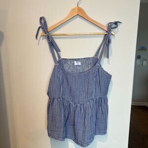 Old Navy Tie-Shoulder Smocked Gingham Cami Babydoll Swing Blouse - Size XL